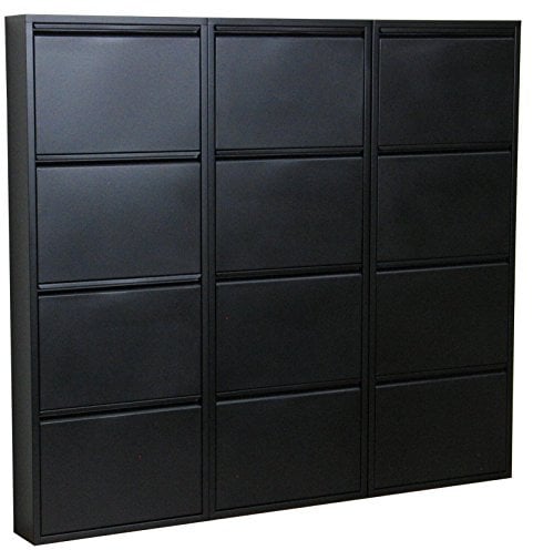 Dynamic24 XXL Schuhschrank Pisa New 12 Klappen Metall Schuhkipper Schuhregal Schuhablage Schrank