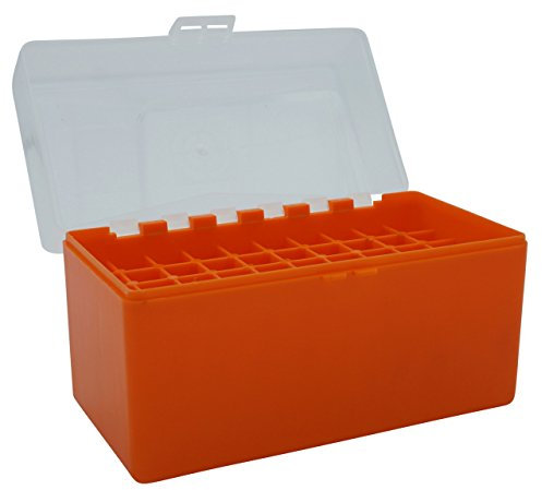 Waffenpflegewelt WPW Patronenbox aus Robustem Kunststoff Mit Klappdeckel für Kaliber 30.06 Springfield, 6,5 x 55 Swedish, 8 x 57 IS - 50 Patronen Orange