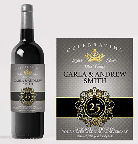 forefrontdesigns Personalised Wine Bottle Label – Custom Wine Labels & Stickers for Bottles – Perfect for Weddings, Birthdays, Anniversaries & Special Events