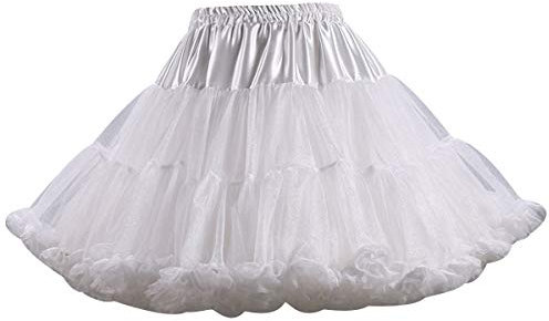 Tutu Donna Gonna Tulle Corta tutù per Danza Ballerina Gonne in Tulle Vaporosa Corte Gonnellina di Tulle Carnevale Sottogonna Rockabilly per Abito da Sposa Festa Costume Principessa Puffy Bianco