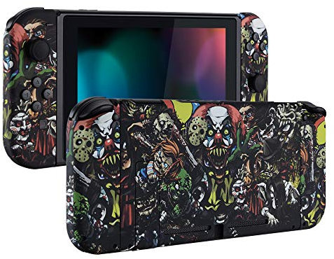 eXtremeRate Carcasa con Botones para Nintendo Switch - Funda Protectora de Reemplazo para Joycons y Consola, Shell Placa con Teclas para Nintendo Switch Accesorios (Fiesta de Miedo)