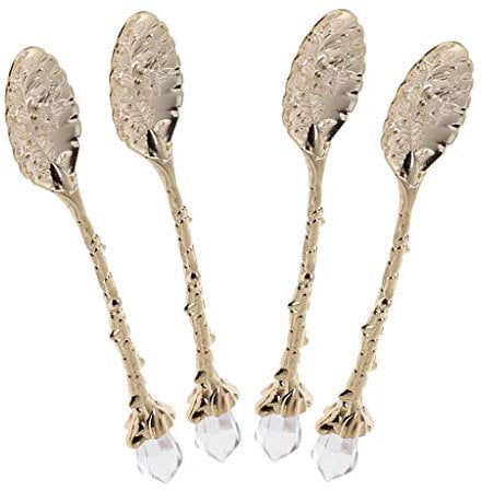 KOFUN European Court Vintage Ornate Carved Coffee Spoon, Royal Luxury Vintage Palace Carved Coffee Tea Mini Ice Cream Scoop Spoon Colors Randomly 1 Piece