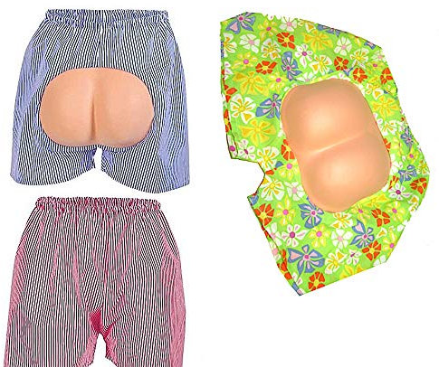 KarnevalsTeufel Kostüm Unterteil Hose mit Hintern Scherzartikel Partyspaß Kurze Hose Einheitsgröße (Blau gestreift)