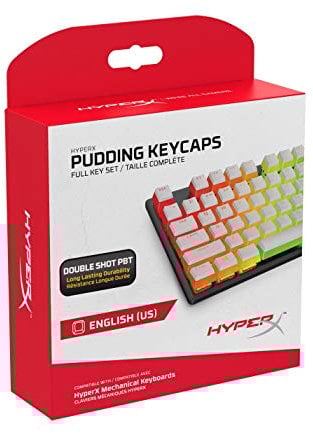 HyperX Pudding Keycaps – Vollständiger Tastensatz – PBT – {Weiß} – English (US) Layout – 104 Key, Hintergrundbeleuchtet, OEM Profil