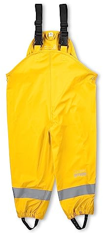 Sterntaler Regenhose ungefüttert uni - Kinder Regenhose wasserdicht - Unisex Matsch- und Buddelhose mit verschweißten Nähten und elastischen Hosenträgern - Regenbekleidung - mattgelb, Größe 128