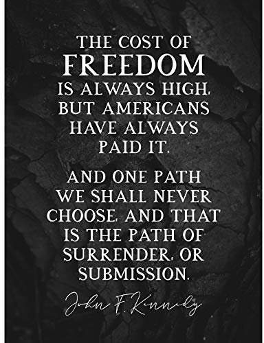 Artery8 Slate Quote John F Kennedy Freedom Price American Large Wall Art Poster Print Thick Paper 18X24 Inch Zitat amerikanisch Wand Plakat drucken