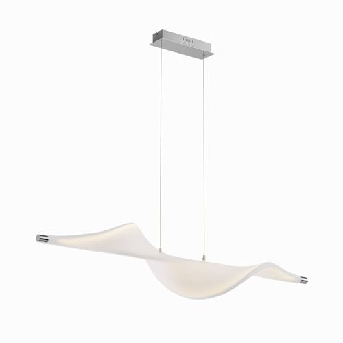 Lucande LED Pendelleuchte Edano dimmbar (Modern) in Weiß aus Textil (1 flammig,) - Hängeleuchte Esstischlampe Hängelampe Wohnzimmerleuchte