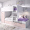 DEKIT GRUPO RIMOBEL TOM - Cama trem con armario y cama arrastre - Blanco/Rosa - 150 X 244 X 112