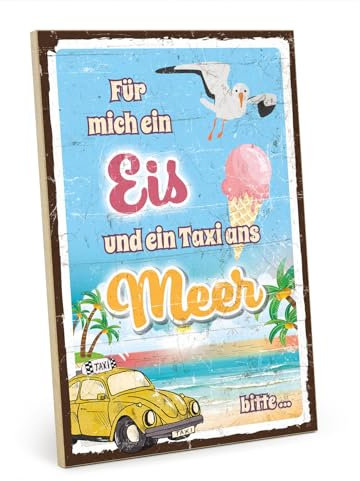 TypeStoff Holzschild mit Spruch – Pause – im Vintage-Look mit Zitat als Geschenk und Dekoration zum Thema Hygge, Urlaub und Entspannung - HS-00977