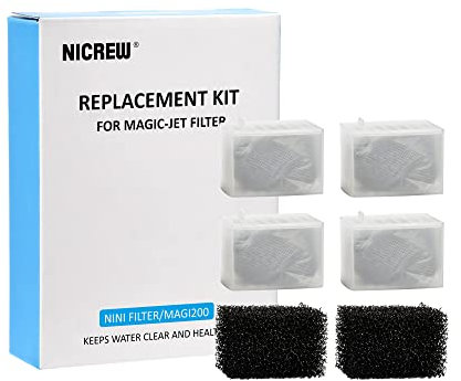 NICREW Accessoires de Filtre Intérieur Aquarium avec 2 Mousses Filtrantes et 4 Charbons Actifs, Convient Filtre Intérieur de 150L/H et de 200L/H