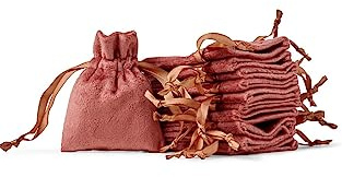 Soul Projekt Velvet Bags Coffee 7x9cm x25 Velvet Gift Bags, Jewellery Pouches, Drawstring Bag for Wedding Party, Valentines, Small Favour Bag, Velvet Pouch All Occasions