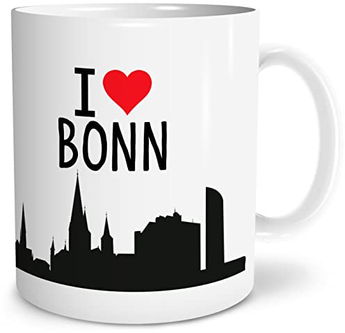 OWLBOOK® I love Bonn Skyline Tasse mit Spruch Geschenke Geschenkideen als Erinnerung oder Mitbringsel von einer Reise für Männer und Frauen zum Geburtstag Keramik 300 ml