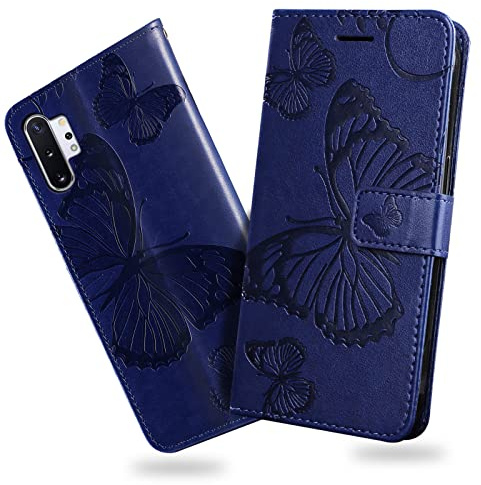 DENDICO Hülle für Galaxy Note 10 Plus/Galaxy Note 10 Plus 5G, PU Leder Magnetverschluss Flip Handyhülle Schutzhülle mit Standfunktion und Kartenfach für Samsung Galaxy Note 10 Plus, Blau