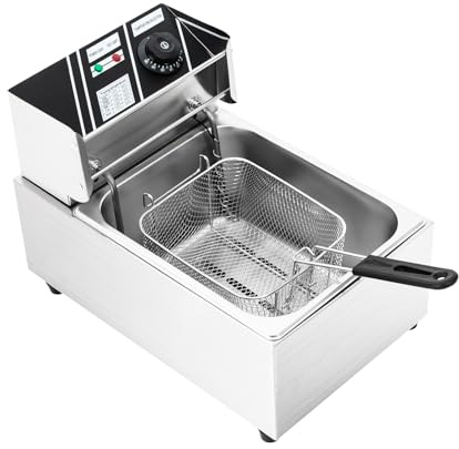 SHZICMY Friteuse professionnelle en acier inoxydable de 2500 W, friteuse professionnelle à zone froide de 6 l