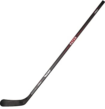 MUWO Mazza da hockey su ghiaccio per bambini, adolescenti, adulti in legno di betulla per principianti ed esperti, nelle lunghezze 128, 148 e 166 cm, nero (rosso, adolescenti 148 cm)