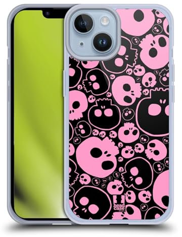 Head Case Designs Pink Jazzy Skulls Gel Case [Military Grade Protection] Compatible with Apple iPhone 14 and Compatible with MagSafe