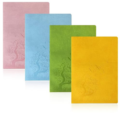 SINOBAND Dotted Journal Schreibheft, 4 Stück weiches PU Leder Cover Bullet Journals mit 512 Seiten, A5 buntes Themenheft, Dotted Grid Travel Journal für Reisende, Studenten, Büro (color 2)