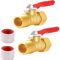 2 Stück 3/8 zoll Kugelhahn aus Messing, Kugelventil mit 3/8 Zoll Männlich x Weiblich, Wasser Absperrhahn mit Fügelgriff Rot für Wasserleitungen/Wasserhahn