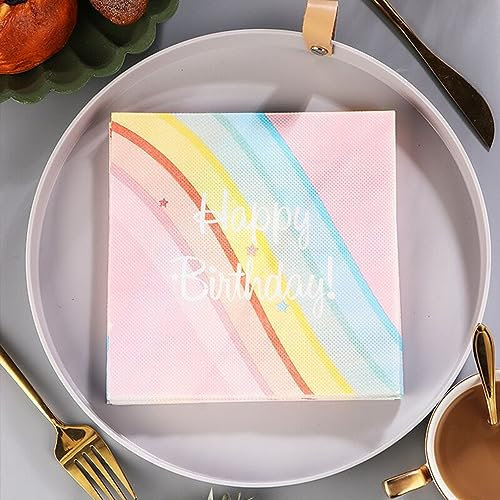 Servietten Geburtstag Rosa, Happy Birthday Servietten, Papierservietten Papier Napkins für Mann Frau Mädchen Geburtstag Party Deko Babyparty Konfirmation Kommunion Baby Shower Tischdeko