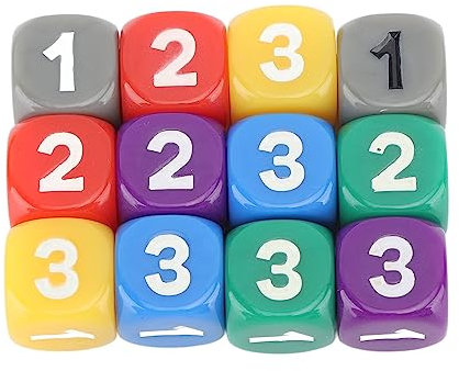 HOKZYHOUSE 12 Stück Sechsseitige Würfel aus Kunststoff mit Abgerundeten Ecken für Den Mathe-Zählunterricht