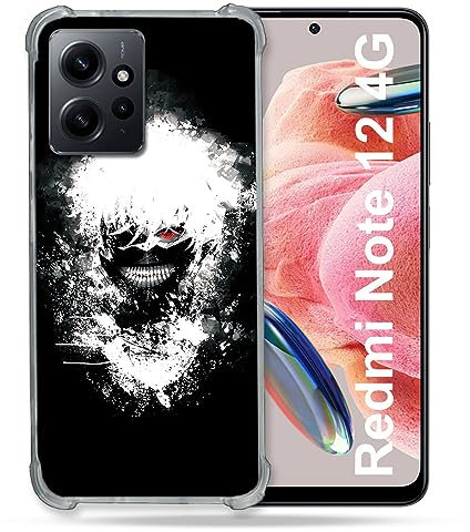 Cokitec Schutzhülle aus Hartglas für Xiaomi Redmi Note 12 4G Manga Tokyo Ghoul Kaneki Tag