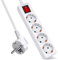 EXTRASTAR Regleta con 4 Enchufes e Interruptor, Cable 1.5M, 4 Tomas Regleta para el hogar, Oficina y Viajes, MAX 3680W, 16A, 250V, Blanco, 1pc