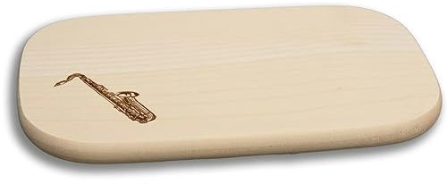 DEKOFANT Frühstücksbrettchen Holz Motiv Saxophon Musik 25x16x1,5cm eckig Ahorn