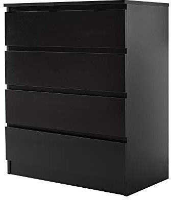 Panana Kommode mit 4 Schubladen, Schubladenschrank Sideboard für Schlafzimmer Flur Wohnzimmer 70x40x85.5cm (Schwarz)