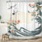ASDCXZ Duschvorhang 180x180 cm, Asiatische Japanisch Malerei Pflaumenblüte Fliegender Kranich Wellen Bad Waschbar Duschvorhänge Polyester Textil Wasserdicht Badevorhang für Badewanne mit 12 Haken