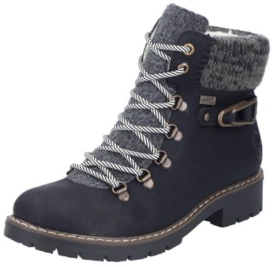 Rieker Damen Schnürstiefel Y9131-00 blau Gr. 36