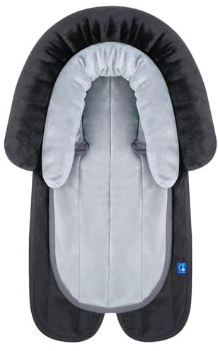 INFANZIA New 2-in-1 Head & Body Supports for Baby Newborn Infants - Extra Soft Car Seat Insert, Cushion Pads for Baby Bouncer, Strollers, Swing, 20x11.8 in, Black