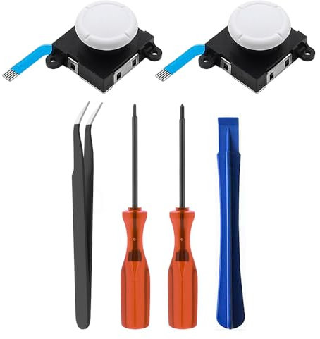 Alnicov 6 pcs Kit de Remplacement de Réparation de Joystick Analogique 3D avec Outils de Réparation pour Contrôleur NS Switch/Switch OLED Joy-Con/Switch Lite