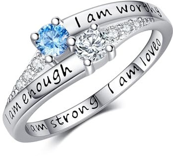 DAYLINLOVE Inspirierende Geschenke 925 Sterling Silber Ich Bin Genug Ich Bin Würdig Ich Bin Stark Ich Bin Geliebt Ring Spirituelle Geschenke Für Frauen