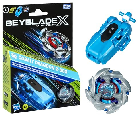 Beyblade X Cobalt Dragoon 2-60C Deluxe Left-Spin String Launcher Set with Attack Type Top Left-Spinning Top Toy; Great Gift for 8 Year Old Boys and Girls