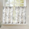 TOPICK Schiebevorhänge Leinen Küchengardinen 90 cm Vintage Floral Tier Fenstergardinen Bauernhaus Cafe Fenster Vorhänge Lichtfilterung Kurzstores für Waschraum Badezimmer 2 Panels Grau