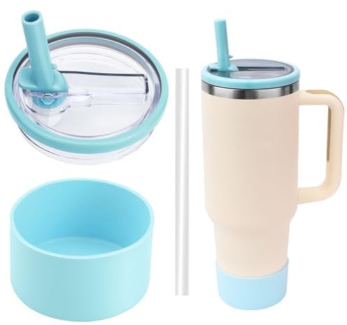 Stanley 40oz Tumbler Accessory Set, Includes Spill Proof Lid, Silicone Protective Boot, and Reusable Straw (Blue)