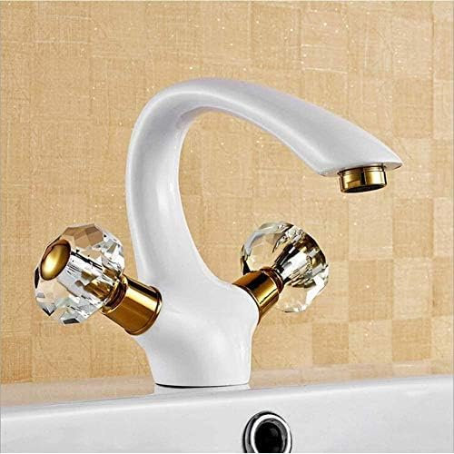 Montaje En Cubierta Doble Manija Un Solo Orificio Fregadero De Recipiente Blanco Grifos Para Lavabo De Baño
