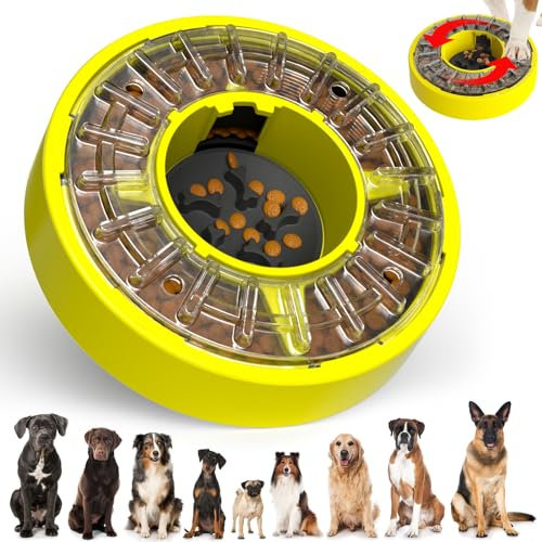 Wotbcg Slow Feeder Dog Bowl Puzzle Toy, Rotating Treat Dispenser to Aid Digestion, Non-Slip for Large/Medium/Small Dogs, Interactive IQ Improvement
