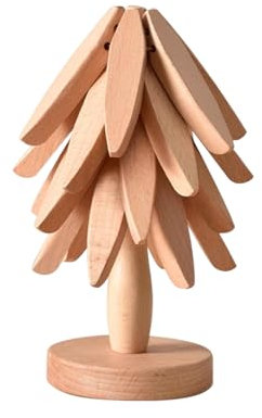 Treesunshine Wooden - Lot de 3 dessous de plat - Dessous de plat - Motif arbre pour hot pad chaud - Tapis anti-brûlure - Pour plans de travail de cuisine, théières (couleur bois clair)