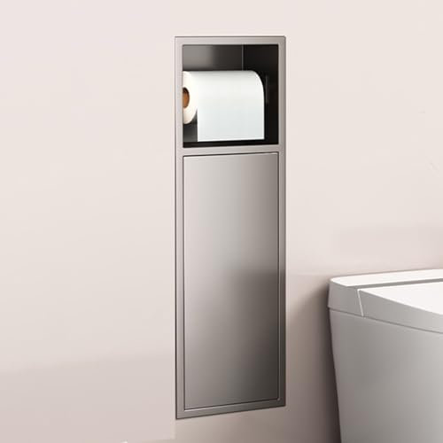 Eingelassene Duschnische,Wandregal-Organizer für Badezimmer Duschregal aus Edelstahl Eingelassener Toilettenpapierhalter Integriertes Mülleimerregal für Küche, Wohnzimmer, Hotel, Wohnbereich
