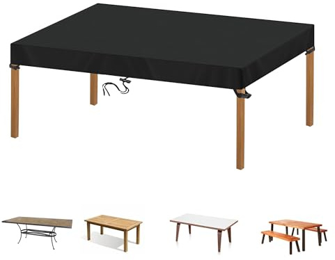 Flyace Tischabdeckung Outdoor Wetterfest Tischplatten Hülle Tisch Plane Gartenmöbel Schutzhüllen Tischplattenabdeckung Wasserdicht Gartentisch Abdeckung UV-Beständiges 600D Gewebe 150x90x25cm