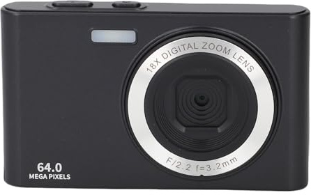 4K Videokamera 64MP Retro-Kamera 18x Digitales Zoom mit Integriertem Flash Light Timer und Anti-Shake für Reisefotografie Selfie (Black)