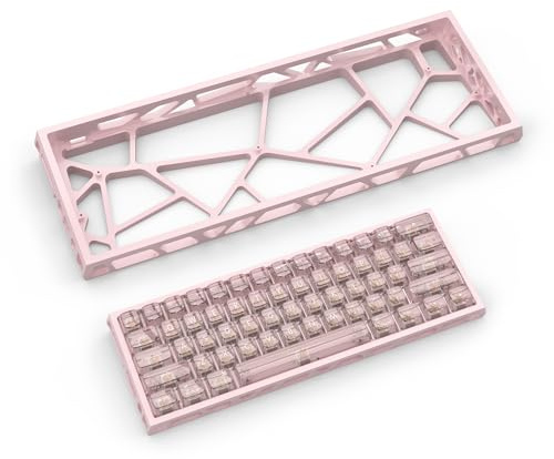 kutethy KY60 Hollow Out Aluminum Keyboard Case,60% Mechanical Keyboard Shell Custom Keyboard Barebones Compatible with Wooting60 Mad60 Win60 GH60 60HE (Pink)