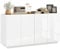 HOMCOM Buffet Salle à Manger, Buffet Cuisine, avec 4 Portes à Fermeture Douce et étagères réglables, 140 x 40 x 75 cm, Blanc laqué