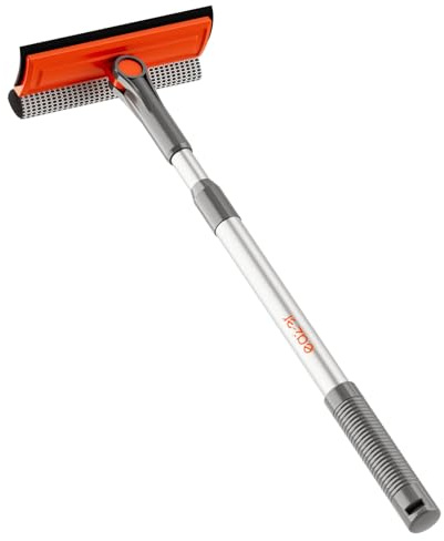 eazer Professional Window Squeegee, 2-in-1 Rotatable Squeegee for Window Cleaning Kit, Window Cleaner Tool, Window Washing Equipment Kit with Extension Pole (20''-30'') for Shower/Windshield