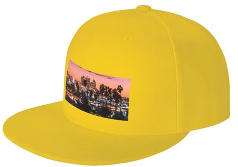 QGWDYYJQ Los Angeles Palm Trees Printed Baseball Cap Fashion Sun hat Outdoor Leisure Cap Yellow