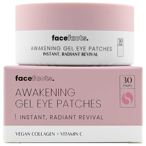 Facetacts Awakening Gel Eye Patches, 30 Pairs, Vegan Collagen and Vitamin C, Instant Radiant Revival