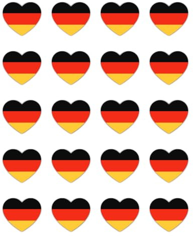 Aufkleber: 25 mm, 20 Stück - 20er Set Herz Aufkleber Flagge Deutschland Vinyl wasserfest 25 mm 2,5 cm Auto Laptop Helm Handy Koffer Deko