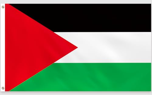 PartyYaa Palästina Flagge, 150 x 90 cm Palästinensische Flagge Einseitiger Druck mit 2 Messing-Ösen, Wasserfest, für Nationalfeiertage, Gründungstage, Ramadan, Straßen, Garten, Bar Party Deko