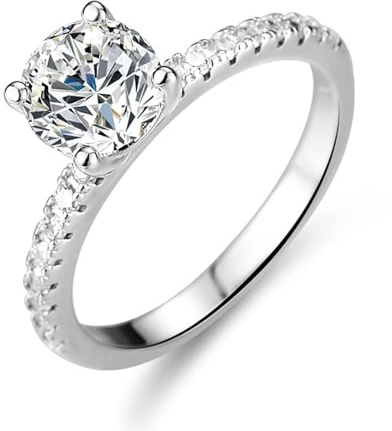 Skcess 18K Weißgold Ehering, Ehering 8mm Moissanit Weiß 2ct Größe 62 (19.7)